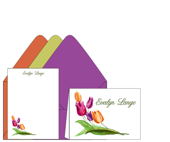 Evalyn Lange Tulips- Personalized Stationery