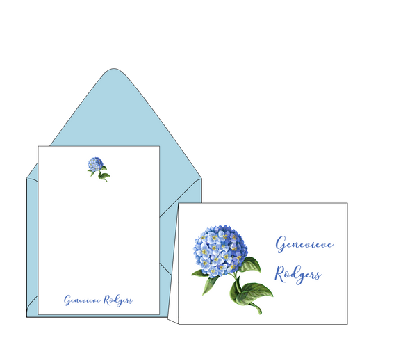 Genevieve Rodgers Hydrangea - Personalized Stationery