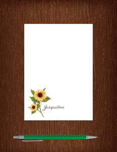 Jacqueline Sunflower - 5x7 Personalized Notepad