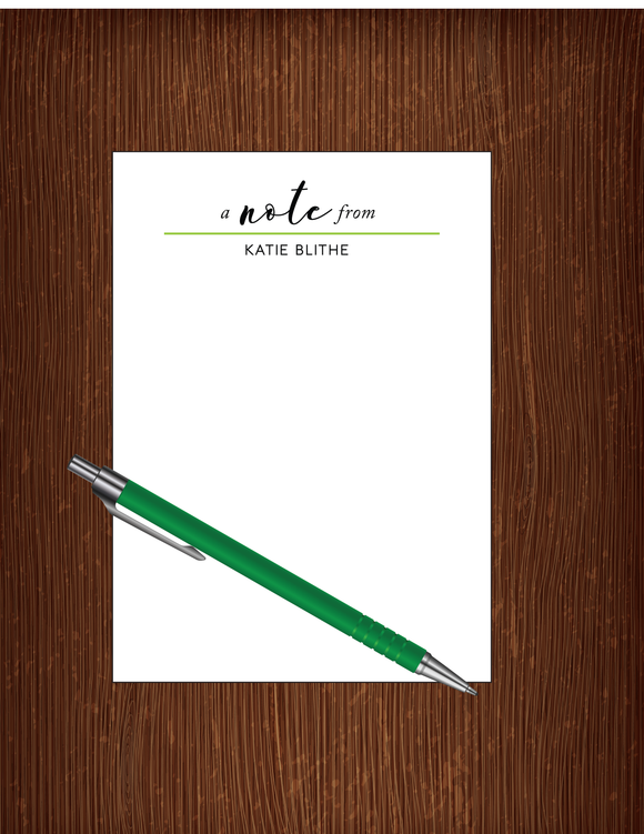 A Note from Katie Blithe - 5x7 Personalized Notepad