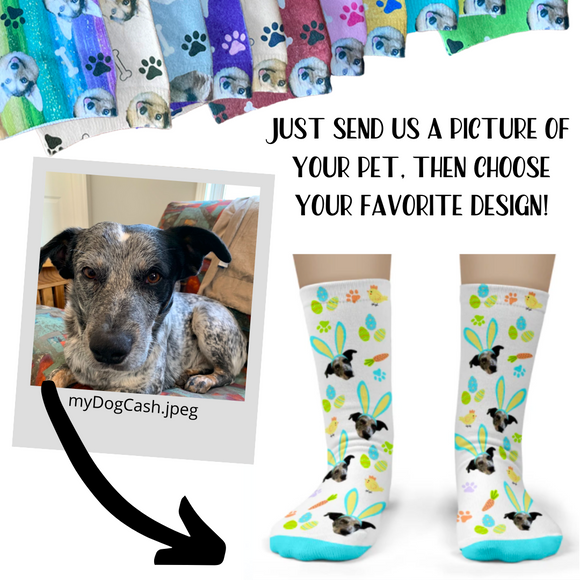 Dog Socks personalized with your dog's face - Adult No-Show Socks